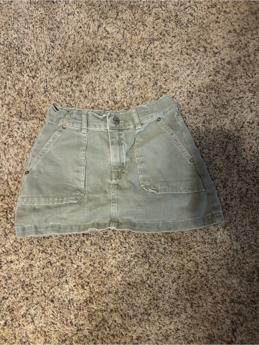 Zara girls size 11-12 green jean skirt 152 cm pockets